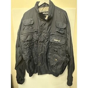 Vintage Mens Lakestream By Hodgman Fishing Jacket Multi Pocket Coat Blue SZ XXL